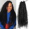 Pre-looped Crochet Boho Faux Locs with Human Hair Curls Goddess Crochet Locs With Curly Ends Human Hair Soft Dreadlocks Hair for Black Women Natural Color 18inch 3 Packs 72 Locs