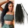 Pre-looped Crochet Boho Faux Locs with Human Hair Curls Goddess Crochet Locs With Curly Ends Human Hair Soft Dreadlocks Hair for Black Women Natural Color 18inch 3 Packs 72 Locs