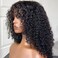 200 Density Curly Wig with Bangs Human Hair Full Machine Made Scalp Top Wig Glueless Virgin Brazilian Long Curly Wig No Lace for Black Women Natural Color 14 inch