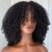 Afro Kinky Curly Human Hair Wig with Bangs Full Machine Made Scalp Top Wig Glueless Virgin Brazilian Afro Curly Wigs for Black Women 200 Density Natural Color 16 inch