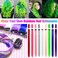12 PCS Green Hair Extensions Clip in, Colored Party Highlights Extension for Kids Girls Synthetic Hairpiece Straight 22 inch