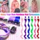 12 PCS Pink Hair Extensions Clip in, Curly Wavy Colored Extension for Kids Girls - Party Highlights Synthetic Hairpiece 17 inch
