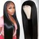 Lace Front Wigs Human Hair Pre-Plucked and 1 wig hairnet, Long Straight Dark Black Middle Part Heat Resistant Soft Hair for Black Women Daily(26 Inch)