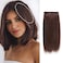 Silky Straight Short Hair Extensions Real Remy Human Hair Volume Insert Clip Natural Invisible Lady Parts Frontal Bangs Toppers for Women Men with Thinning Hair Short Hair 4"#2 Dark Brown