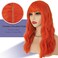 Orange Synthetic Wig with Bangs 16 Inch Shoulder Length Natural Wave Bob Wig for Women Curly Bangs Wigs Heat Resistant Glueless Costume Party Wig for Girls Tangle Free