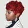 Red Pixie Cut Wig Short Red Wig for Black Women with Bangs Natural Curly Synthetic Hair Wigs Fluffy Pixie Wig Synthetic Short Red Pixie Cut Layered Wigs (Red)