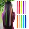 10pcs Straight Colored Clip in Hair Extensions for Party Highlights Hairpieces 22inch Multiple Colors