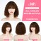 FASHION IDOL Short Curly Human Hair Wig with Bangs 10 Inch Jerry Curl Bob Wig for Black Women Brazilian Virgin Human Hair 150% Density Ombre Brown