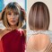 Allbell Brown Bob Wigs for Black Women Short Brown Wig with Bangs Blonde Highlights Wig Natural Looking Synthetic Heat Resistant Wigs for Daily Use 14IN