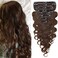 S-noilite Wavy Clip in Hair Extensions Real Human Hair Curly Wavy Clip in Human Hair Double Weft Natural Wave Human Hair Clip in 8 Pieces 18 Clips 100% Remy Hair (18 Inch - 140g,Medium Brown (#04))
