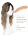 UDU Wavy Hair Topper Hair Toppers for Women 20inch Brown Toppers Hair Pieces for Women with Thinning Hair Ombre Highlight Synthetic Wig Clip In Hair Topper Wiglets with Fringe Bang Add Hair Volume