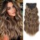 Clip in Hair Extensions for Women, 6PCS Long Wavy Curly Clip on Hair Extensions 16 Inch Honey Blonde Mixed Light Brown Synthetic Hairpieces