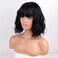 MISSQUEEN Short Wavy Black Wig with Bangs, Short Black Bob Wigs for Women, Wavy Bob Wig with Bangs Synthetic Natural Looking Heat Resistant Fiber Wigs