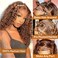 Ombre Highlight Curly Wigs Human Hair Pre Plucked Wear And Go Glueless Deep Wave 13x4 HD Honey Blonde Highlight Lace Front Wigs Human Hair For Black Women Wet And Wavy 4/27 12 Inch