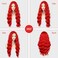WECAN Red Wigs for Women Long Wavy Synthetic Red Wig Halloween Cosplay Red Wigs Daily Party Use Heat-Resistant Fiber Red Wig