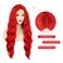 WECAN Red Wigs for Women Long Wavy Synthetic Red Wig Halloween Cosplay Red Wigs Daily Party Use Heat-Resistant Fiber Red Wig