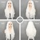 WECAN Long White Wigs for Women, 28 Inches Wavy Lace Heat Synthetic Middle Part Natural Looking Silky Wig for Daily Use, Halloween &amp; Cosplay