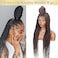 36" Full Lace Knotless Box Braided Wigs for Black Women Knotless Box Braids Lace Front Wig with Baby Hair Lightweight Synthetic Lace Frontal Dark Brown Cornrow Twisted Braided Wigs (1B/30)