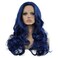 Dark Blue Wavy Wigs for Women Long Curly Natural Synthetic Hair Replacement Wig for Cosplay Daily Use