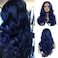 Dark Blue Wavy Wigs for Women Long Curly Natural Synthetic Hair Replacement Wig for Cosplay Daily Use