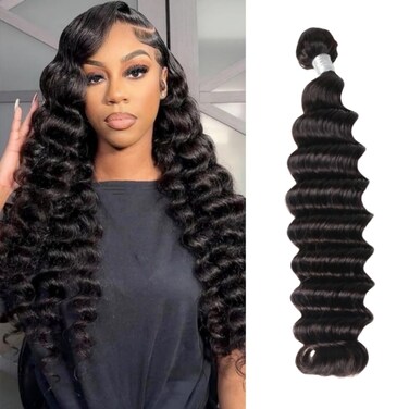 Loose Deep Wave One Bundles Human Hair 24 Inch Unprocessed Brazilian Virgin Human Hair Bundles Loose Deep Wave Bundles Wet and Wavy Bundles Human Hair Extension for Black Women.