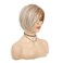 Baruisi Short Blonde Wigs for White Women Layered Synthetic Side Part Straight Bob Wig Halloween Party Cosplay Hair with Wig Cap