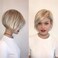 Baruisi Short Blonde Wigs for White Women Layered Synthetic Side Part Straight Bob Wig Halloween Party Cosplay Hair with Wig Cap