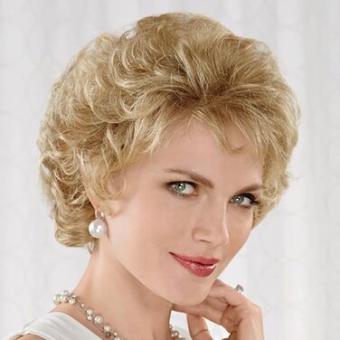 Baruisi Short Fluffy Blonde Wigs for Women Natural Looking Synthetic Short Curly Cosplay Hair Wig