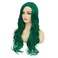 Baruisi Long Curly Wavy Green Wigs for Women Side Part Natural Looking Cosplay Synthetic Fiber Wig Heat Resistant Replacement Wig