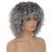 Grey Afro Curly Wigs for Black Women Dark Roots with Bangs Wig Short Wave Kinky Synthetic Daily Use Wig