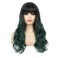 Black Green Wigs With Bangs for Women Long Wavy Curly Hair Wigs Dark Roots Wigs for Women Cosplay Party Daily Use