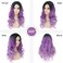 Ombre Purple Wigs for Women Dark Roots Long Curly Wave Wigs Middle Part Synthetic Halloween Party Wigs