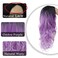 Ombre Purple Wigs for Women Dark Roots Long Curly Wave Wigs Middle Part Synthetic Halloween Party Wigs