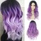 Ombre Purple Wigs for Women Dark Roots Long Curly Wave Wigs Middle Part Synthetic Halloween Party Wigs