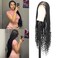 36 Inch 13X8 HD Lace Front Box Braided Wigs With Boho Curly Ends Knotless Braided Wig For Women Human Hair Blended Braids Lace Front Wig With Baby Hair Natural Black