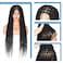 36" Knotless Braided Wigs Lace Front Box Braids Lace Frontal Wig for Women Human Hair Blended Black Hand Full double lace Braid Wig With Baby Hair