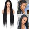 36" Knotless Braided Wigs Lace Front Box Braids Lace Frontal Wig for Women Human Hair Blended Black Hand Full double lace Braid Wig With Baby Hair