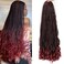 Burgundy French Curly Braiding Hair 8packs 26 inch Tbug Pre Stretched Curly Ombre Braiding Hair for Goddess Box Braids Hair Dark Red Bounce Curl Loose Wave Crochet Braids for Black Women Extensions