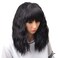 BERON Black Wig for Womens Short Curly Wavy Bob Hair Wigs with Bangs Movie Cosplay Costume Wig Heat Resistant Synthetic Wig Daily Party Use