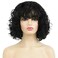 Kaneles Black Curly Short Wigs for Women Bob Wig with Bangs Natural Looking Synthetic Full Wigs for Cosplay Daily Party Use