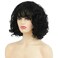 Kaneles Black Curly Short Wigs for Women Bob Wig with Bangs Natural Looking Synthetic Full Wigs for Cosplay Daily Party Use