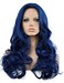 Kaneles Blue Wigs for Women Long Curly Wavy Soft Heat Resistant Synthetic Fiber Party Cosplay Accessories Wigs(Blue)