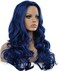 Kaneles Blue Wigs for Women Long Curly Wavy Soft Heat Resistant Synthetic Fiber Party Cosplay Accessories Wigs(Blue)