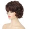 Kaneles Short Brown Curly Wavy Wig with Hair Bangs Synthetic Fashion Brown Hair Wigs for Women?Dark Brown?