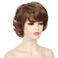 Kaneles Short Brown Curly Hair Wig with Bangs for Women Natural Layered Synthetic Old Ladies Hair Heat Resistant Cosplay Full Wigs（Golden brown）
