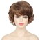Kaneles Short Brown Curly Hair Wig with Bangs for Women Natural Layered Synthetic Old Ladies Hair Heat Resistant Cosplay Full Wigs（Golden brown）