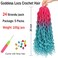 Ms Aloe Curly Faux Locs Crochet Hair 5Pack (120 Strands) Pink Lake Blue Ombre Wavy Faux Locs with Curly Ends Pre Looped Goddess Locs Crochet Hair for Black Women (20inch,Pink/Lake Blue)