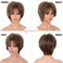 PHOCAS Short Brown Pixie Cut Wigs for Women with Bangs Mixed Blonde Natural Synthetic Short Hair Wig None Lace Replacement Wigs
