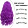 Sallcks Womens Long Curly Wavy Wig Purple Wigs with Bangs Synthetic Heat Resistant Hair Full Wigs for Daily Party Cosplay Costume