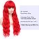 Red Wig with Bangs Wet and Wavy Water Wave Curly Synthetic Heat Resistant Fiber Wigs for Women Natural Looking Machine Made Wigs 26 Inch